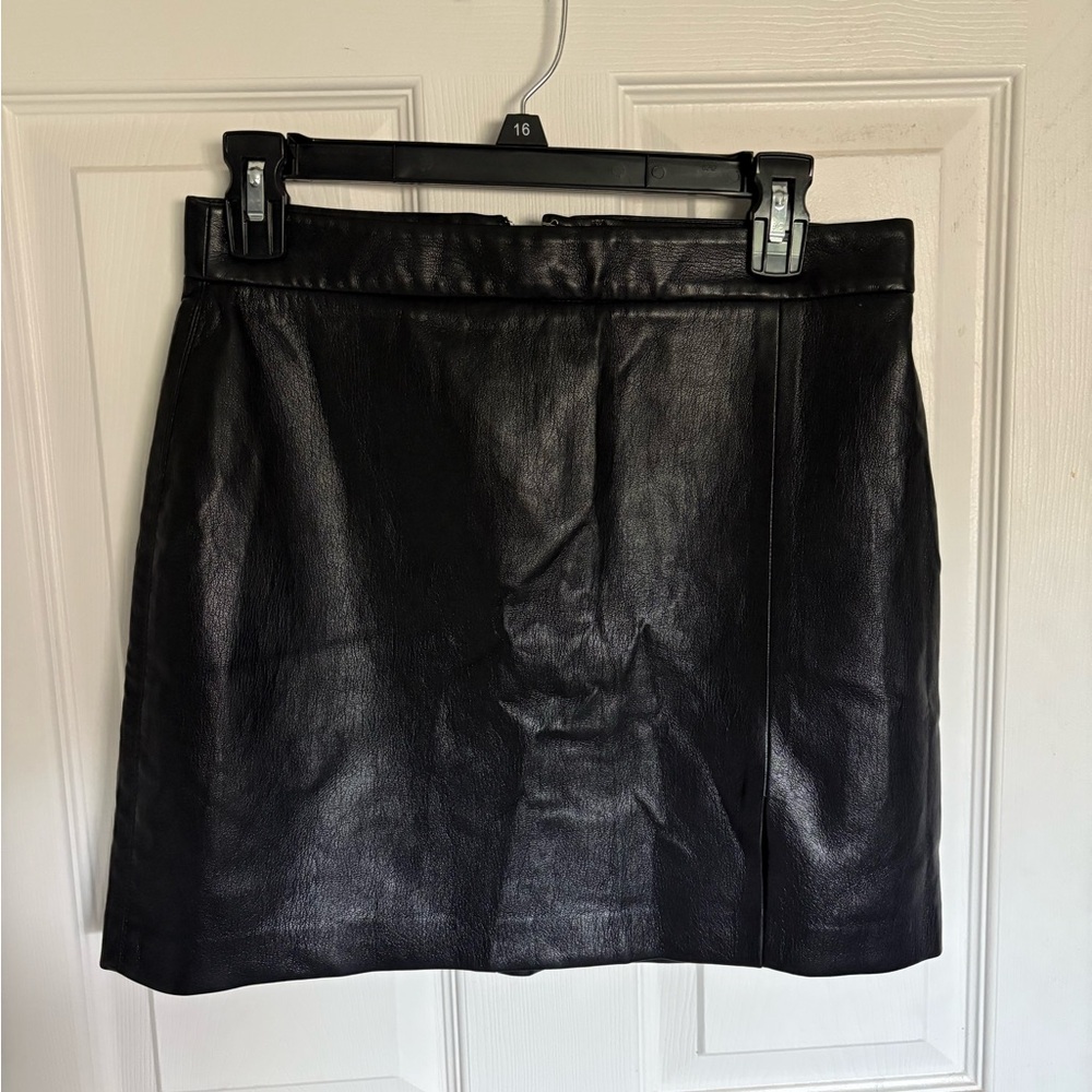 Wilfred Black Leather Mini Skirt - Size 8